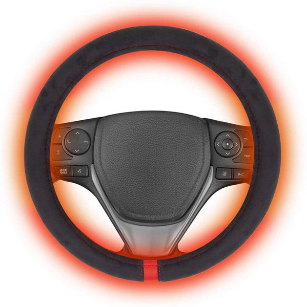Warm Touch Heated Steering Wheel Cover Heats up Quickly - Universal Size 14.5-15.5" for Car Truck Van SUV - Rokcar