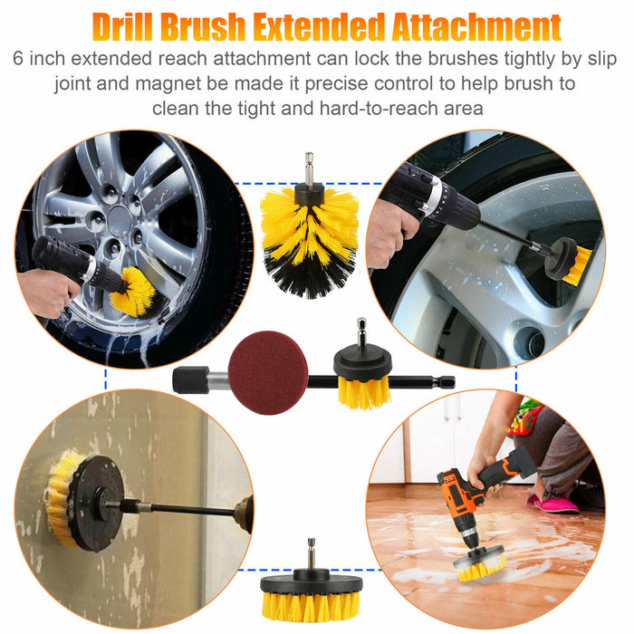 30PCS Car Drill Brush Attachment Set Power Cleaning Scrubber Auto Polish Pads Kit