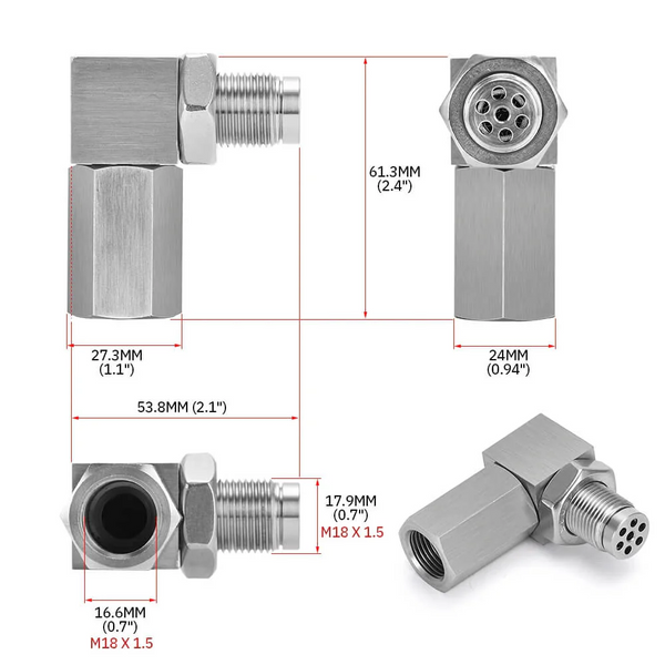 90° O2 Oxygen Sensor Spacer Fix P0420/P0042/P0430 Check Engine Light CEL Mini Catalizador Catalytic Converters Universal