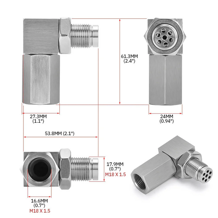 90° O2 Oxygen Sensor Spacer Fix P0420/P0042/P0430 Check Engine Light CEL Mini Catalizador Catalytic Converters Universal