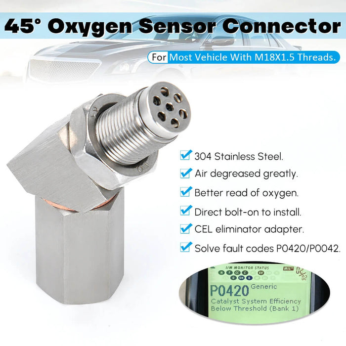 45° O2 Oxygen Sensor Spacer Fix P0420/P0042/P0430 Check Engine Light CEL Mini Catalytic Converter Generic