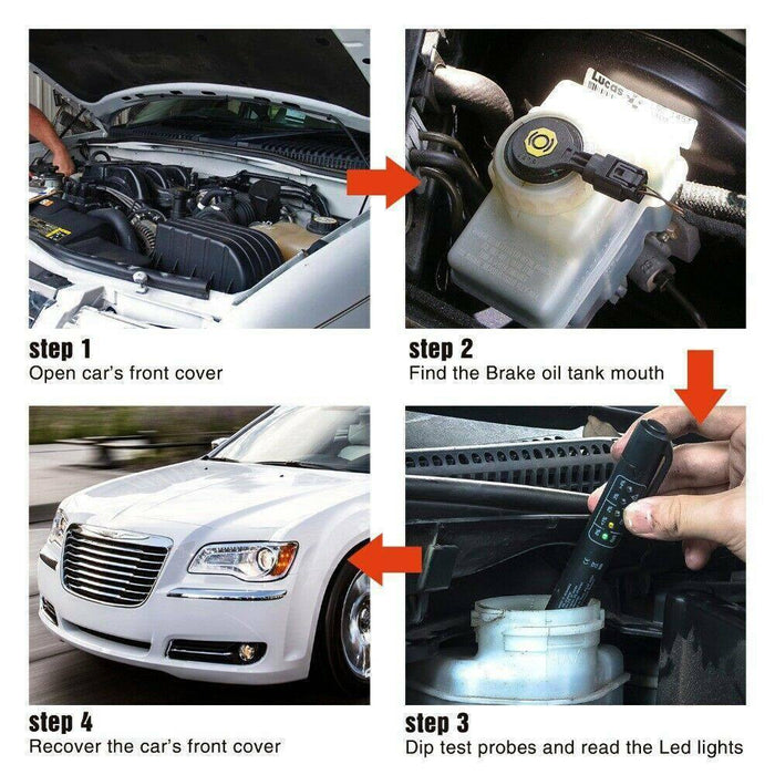 Brake Fluid Liquid Oil Tester Pen 5 LED Indicator Car Testing Tool for DOT3/DOT4/DOT5 - Rokcar