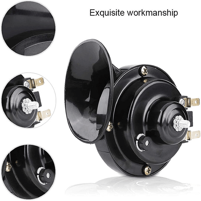 1 Pair 300DB Super Loud Train Horn for Truck Train Boat Car Air Electric Snail Single Horn Black - Rokcar