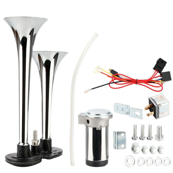 178dB Super Loud Air Horn Dual Trumpet Truck 12V Boat Truck Car Kit Compressor - Rokcar
