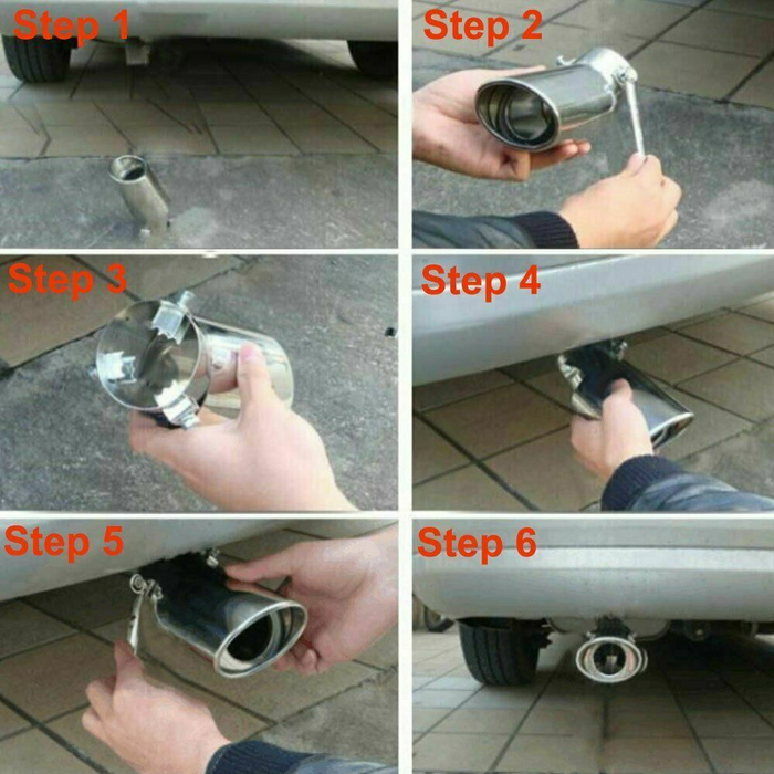 Chrome Car Stainless Steel Rear Exhaust Pipe Tail Muffler Tip Round Accessories - Rokcar