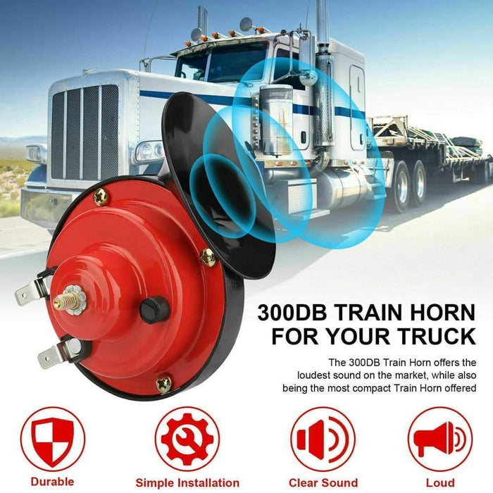 1 Pair 300DB Super Loud Train Horn for Truck Train Boat Car Air Electric Snail Double Horn - Rokcar