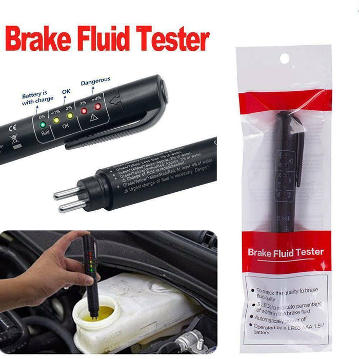 Brake Fluid Liquid Oil Tester Pen 5 LED Indicator Car Testing Tool for DOT3/DOT4/DOT5 - Rokcar