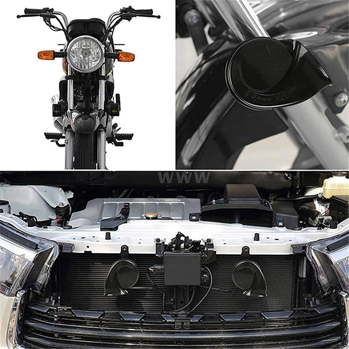 1 Pair 300DB Super Loud Train Horn for Truck Train Boat Car Air Electric Snail Single Horn Black - Rokcar