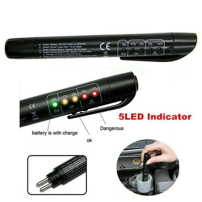 Brake Fluid Liquid Oil Tester Pen 5 LED Indicator Car Testing Tool for DOT3/DOT4/DOT5 - Rokcar