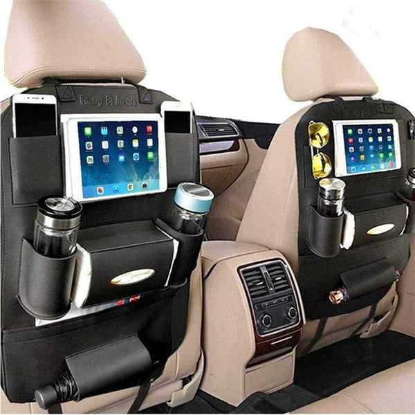 Car Backseat Organizer PU Leather Car Storage Organizer Car Seat Back Protectors with 8 Storage Pockets for Car Travel - Rokcar