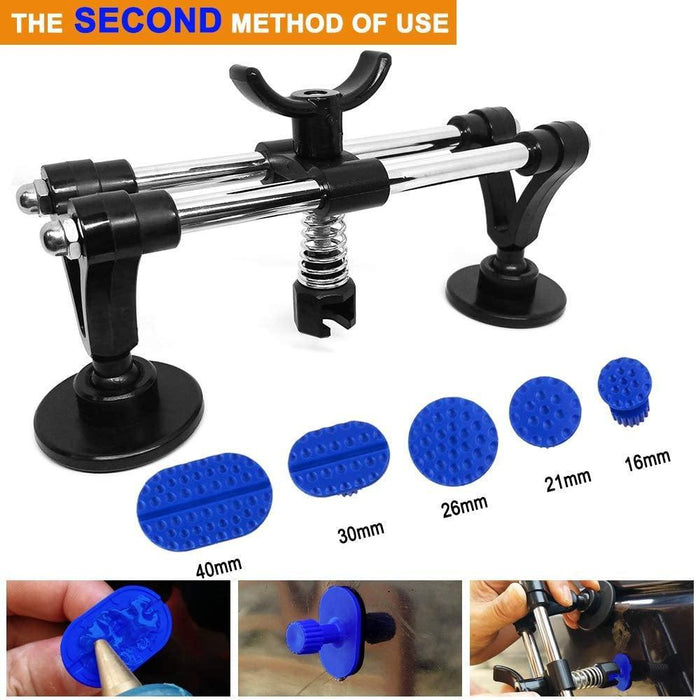 Auto Body Repair Tool Kit, Car Dent Puller with Double Pole Bridge Dent Puller, Glue Puller Tabs, Glue Shovel - Rokcar