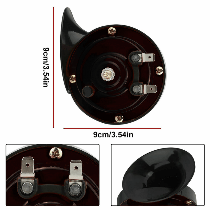 1 Pair 300DB Super Loud Train Horn for Truck Train Boat Car Air Electric Snail Single Horn Black - Rokcar