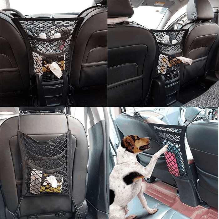 3-Layer Car Mesh Organizer,Seat Back Net Bag,Barrier of Backseat Pet Kids - Rokcar