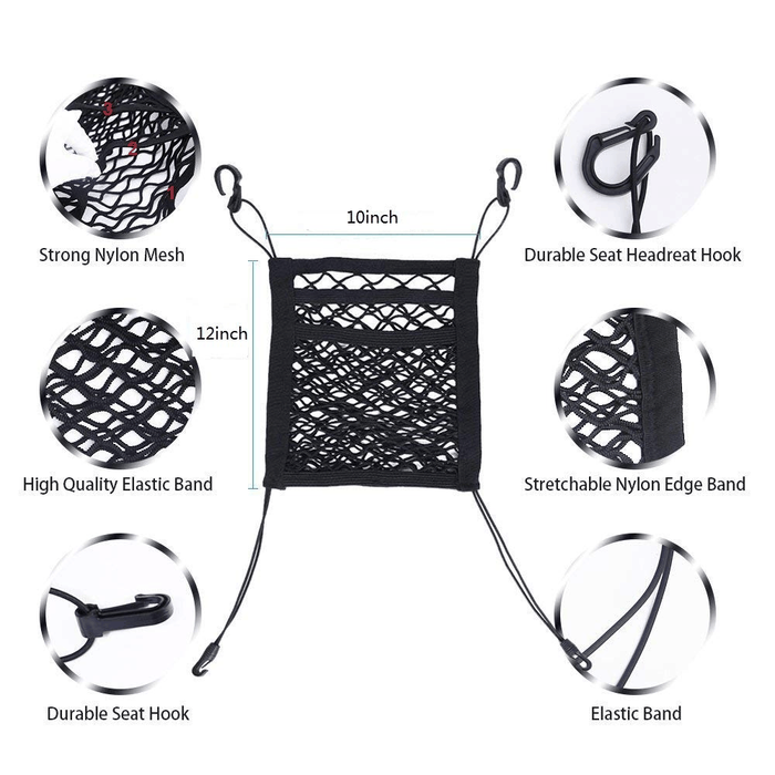 3-Layer Car Mesh Organizer,Seat Back Net Bag,Barrier of Backseat Pet Kids - Rokcar