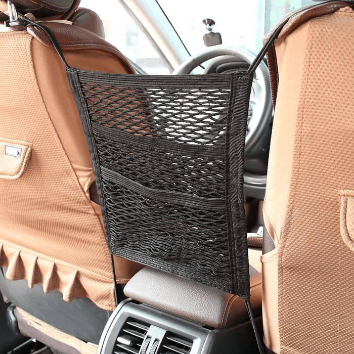 3-Layer Car Mesh Organizer,Seat Back Net Bag,Barrier of Backseat Pet Kids - Rokcar