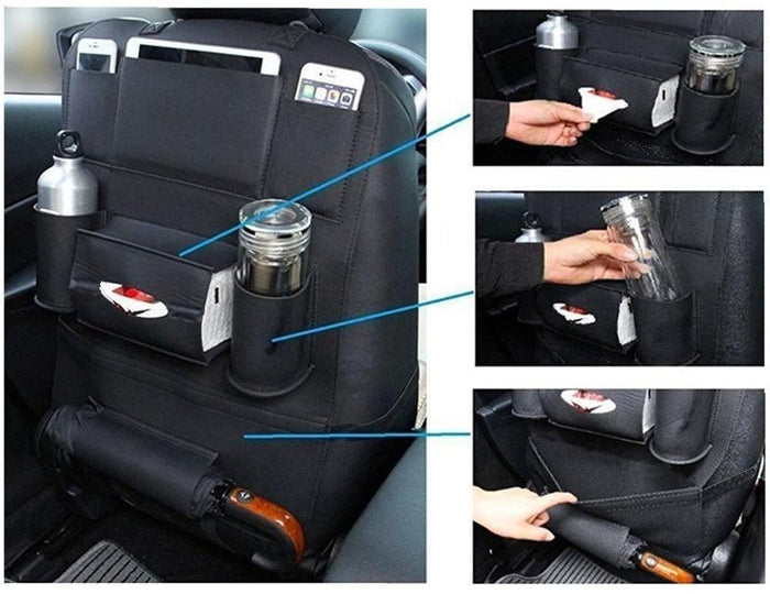 Car Backseat Organizer PU Leather Car Storage Organizer Car Seat Back Protectors with 8 Storage Pockets for Car Travel - Rokcar
