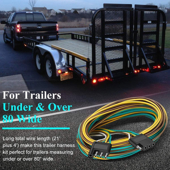 25ft & 4ft Wishbond Trailer Light Kit 4 Wire Plug Connector for Utility Boat Trailer Lights Kits - Rokcar