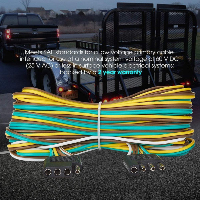 25ft & 4ft Wishbond Trailer Light Kit 4 Wire Plug Connector for Utility Boat Trailer Lights Kits - Rokcar