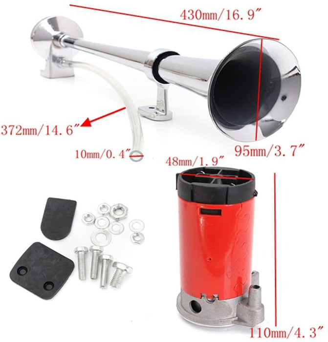 200dB Super Loud Air Horn Compressor Single Trumpet Train Car Truck Boat