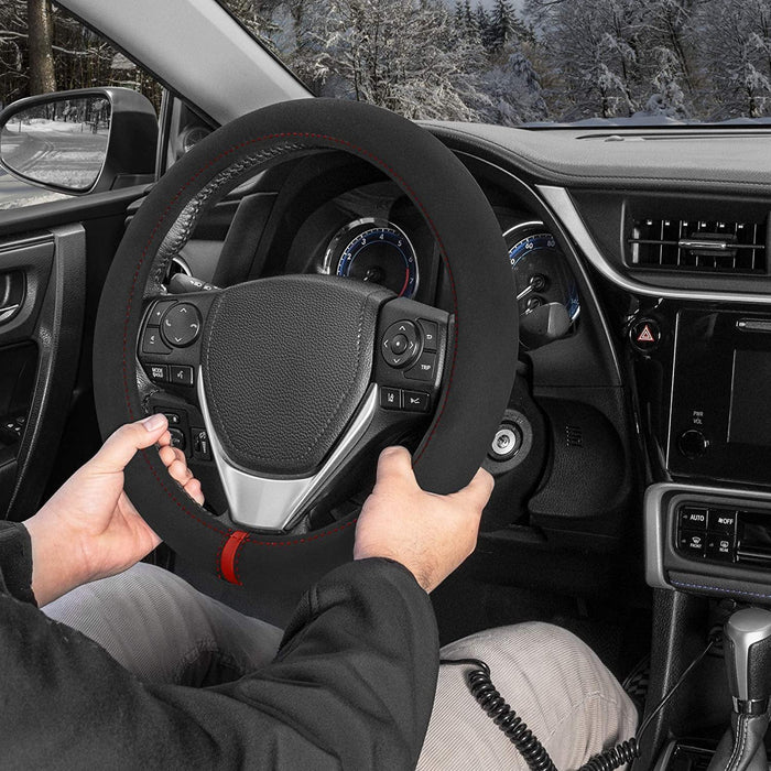 Warm Touch Heated Steering Wheel Cover Heats up Quickly - Universal Size 14.5-15.5