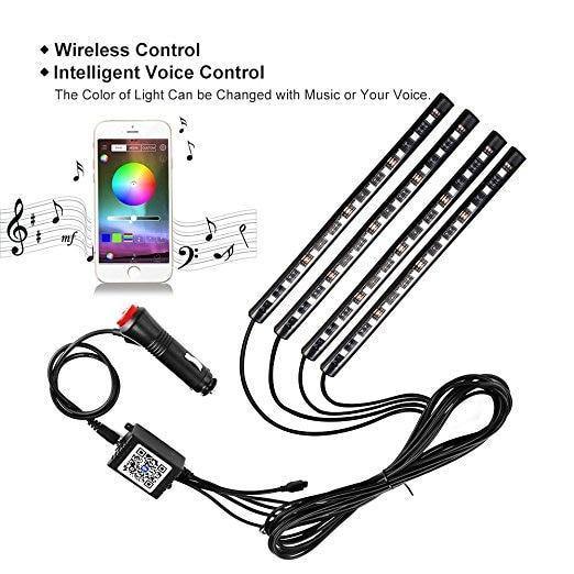 RGB LED Neon Interior Atmosphere Light Wireless Android IOS Control - Rokcar