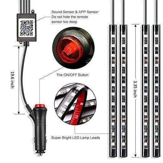 RGB LED Neon Interior Atmosphere Light Wireless Android IOS Control - Rokcar
