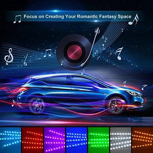 RGB LED Neon Interior Atmosphere Light Wireless Android IOS Control - Rokcar