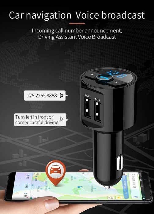 3.6A Quick USB Charger Bluetooth Music Player FM Transmitter Phone Handsfree Carkit - Rokcar
