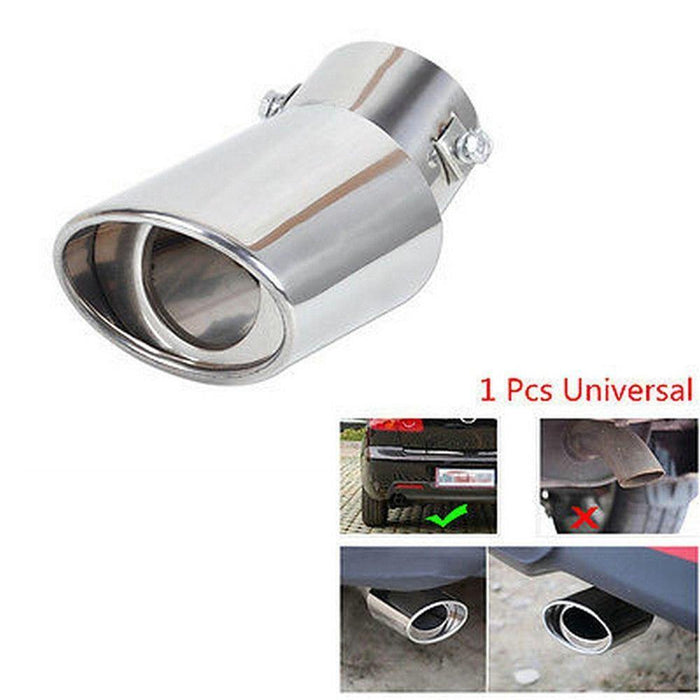 Chrome Car Stainless Steel Rear Exhaust Pipe Tail Muffler Tip Round Accessories - Rokcar