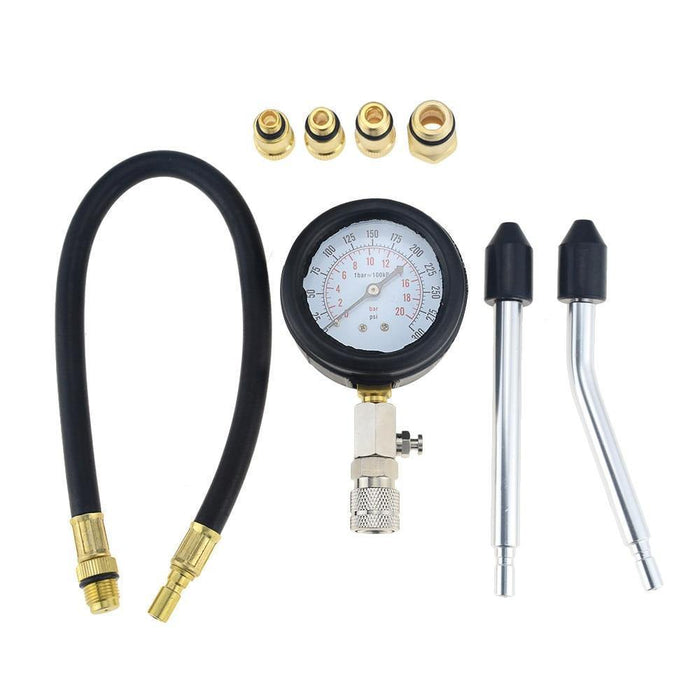 8PCS Petrol Engine Cylinder Compression Tester Kit Gauge Tool Automotive - Rokcar
