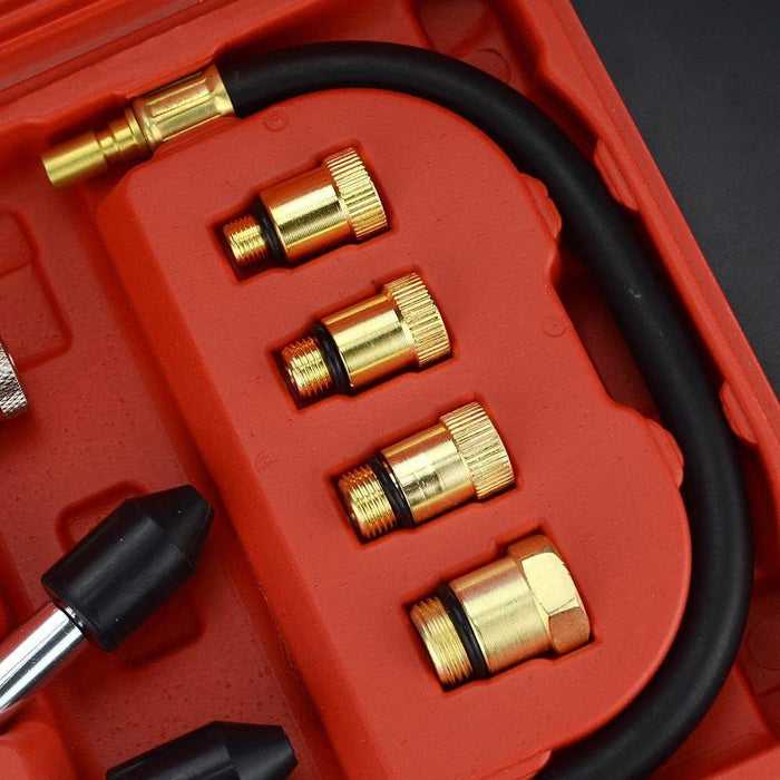8PCS Petrol Engine Cylinder Compression Tester Kit Gauge Tool Automotive - Rokcar