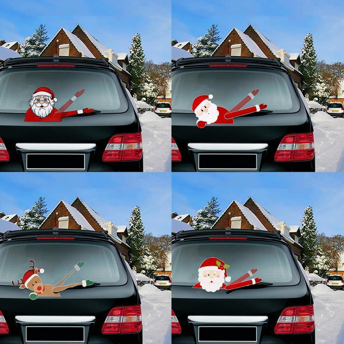 Christmas Rear Windshield Santa Claus Window Decals Car Wiper Sticker - Rokcar