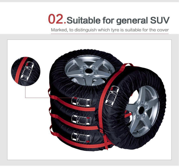 4Pcs Spare Tire Cover Case Polyester Tire Storage Bags Wheel Protector - Rokcar