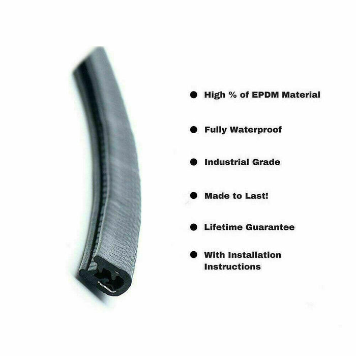 20FT Car Door Trim Edge Strip Lock Guard Moulding Rubber Seal Protector Black
