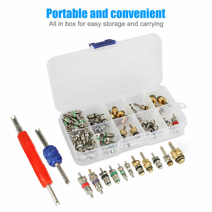 102pcs R12 & R134a A/C Car Vehicle Air Conditioner Valve Core Remover Tool Kit
