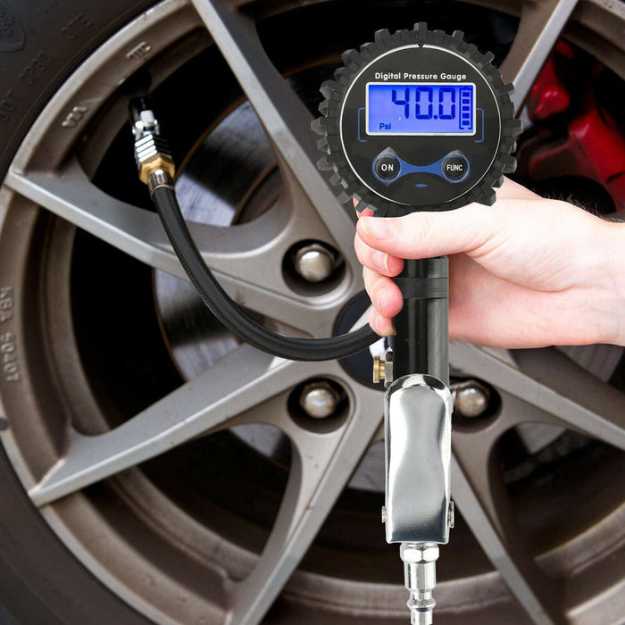 200 PSI LCD Digital Pressure Gauge Air Tire Inflator Air Chuck for Car Vehicles