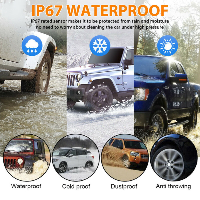 Solar & USB TPMS Wireless Car Tire Pressure Monitoring System + 4 Sensors Alarm