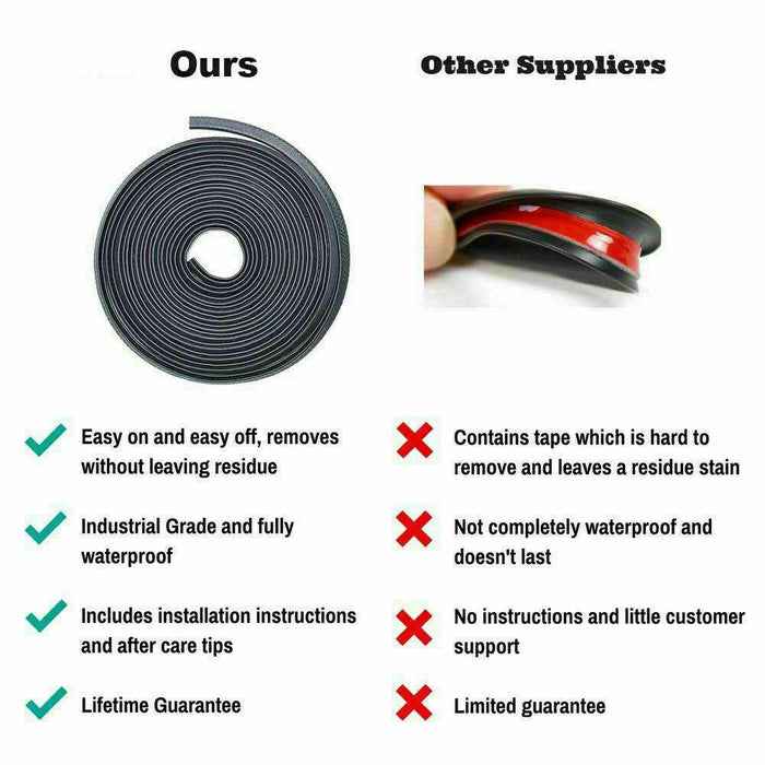 20FT Car Door Trim Edge Strip Lock Guard Moulding Rubber Seal Protector Black