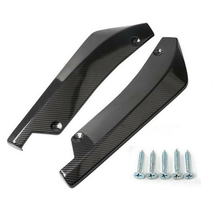 2PCS Car Auto Carbon Fiber Rear Bumper Lip Diffuser Splitter Canard Protector Top