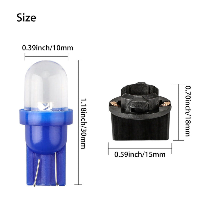 10PCS Blue T10 194 LED Bulbs for Instrument Gauge Cluster Dash Light With Sockets