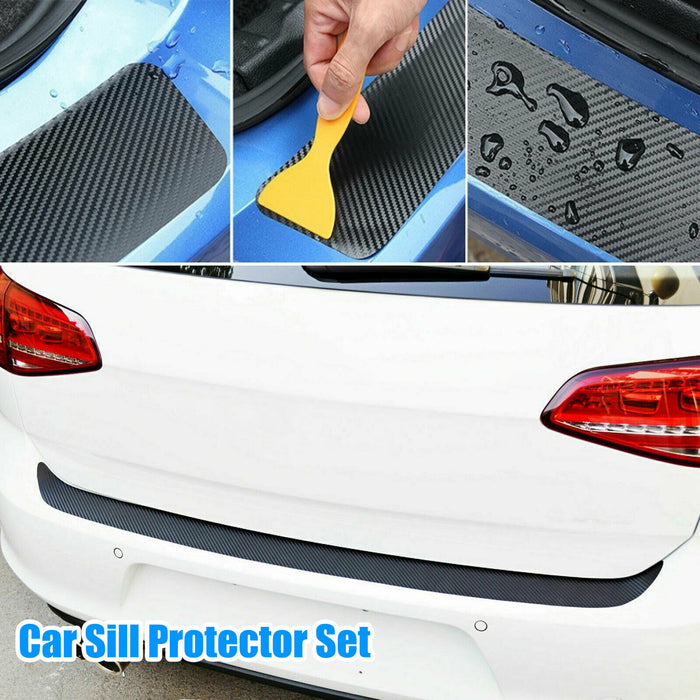 6PCS Car Door Sill Scuff Plate Protector Guard Carbon Fiber Stickers Accessories