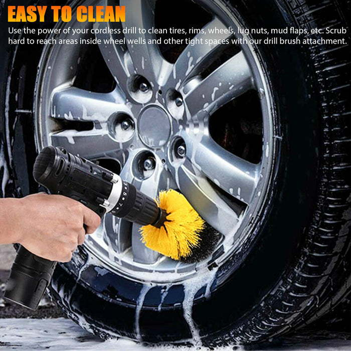 30PCS Car Drill Brush Attachment Set Power Cleaning Scrubber Auto Polish Pads Kit