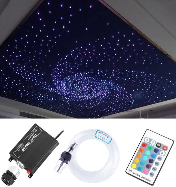 12V 16W RGB LED Fiber Optic Star Ceiling Light Kit 260pcs 2M 0.75mm