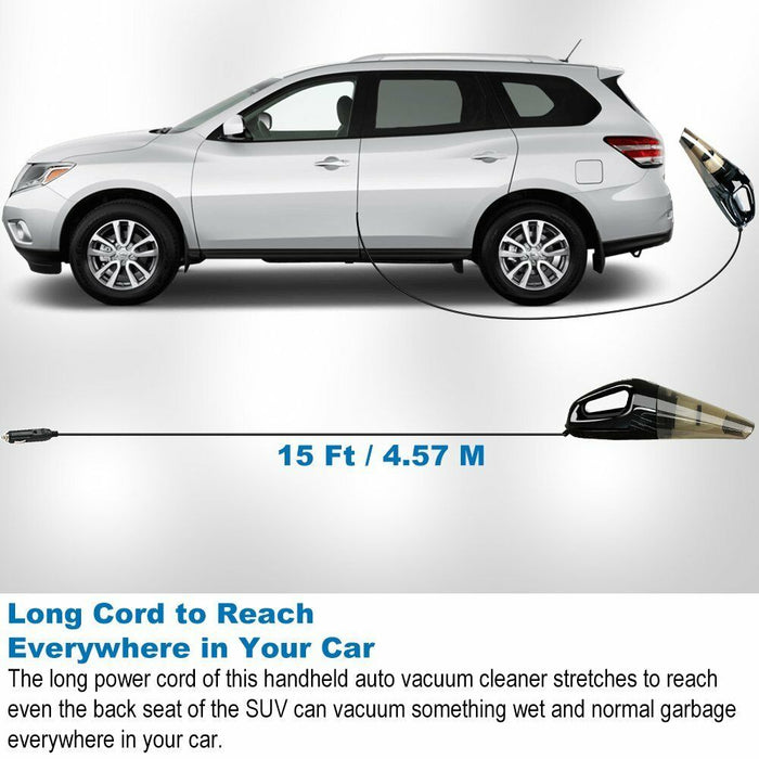 Powerful Car Vacuum Cleaner, Portable Wet & Dry Handheld Strong Suction Cleaner