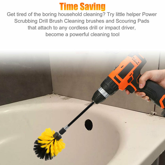30PCS Car Drill Brush Attachment Set Power Cleaning Scrubber Auto Polish Pads Kit