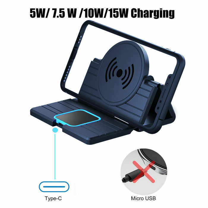 Fast Charging Car Wireless Phone Charger Pad Mat Mount For iPhone 12 Samsung S10