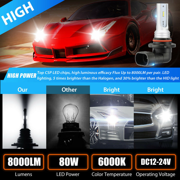 4PCS 9005 9006 LED Combo Headlight Bulb High Low Beam Kit 6000K Super Bright White