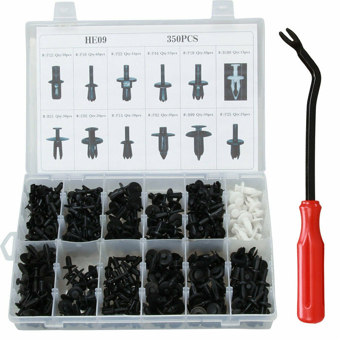 350Pcs Plastic Car Body Push Pin Rivet Fasteners Trim Moulding Clip Screwdriver