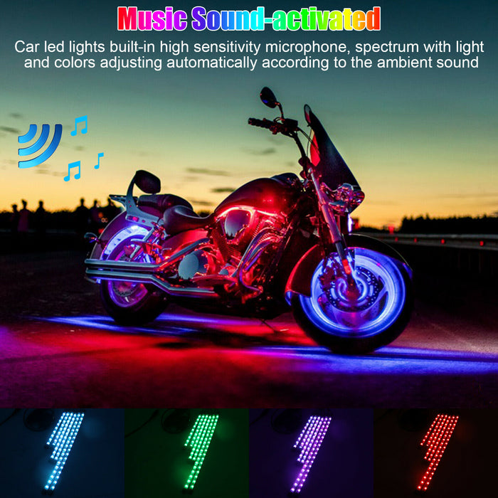 6PCS Motorcycle RGB LED Light 18 Color Neon Under Glow Strip Lamp Kit APP Control
