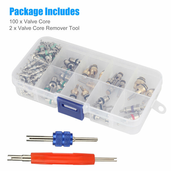 102pcs R12 & R134a A/C Car Vehicle Air Conditioner Valve Core Remover Tool Kit